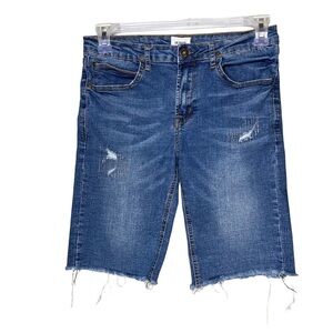 Hudson Stretch Fray Denim Bermuda Shorts